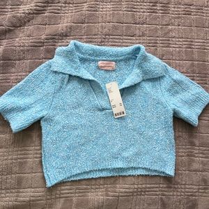 Urban outfitter - Andrea collard blue sweater / Knit crop top size Medium